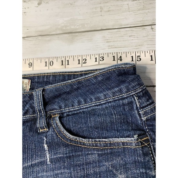 T Five Denim Y2K Low Rise Short Shorts Raw Hem Hipster Jean Sz 7 30 In Waist - Picture 5 of 7